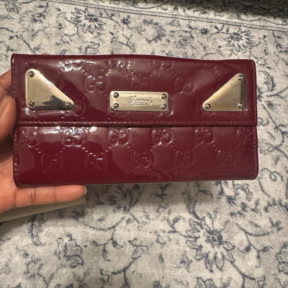 Gucci Burgundy Wallet with Gold Accents